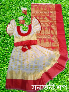 রাজকুমারীর জন্য কাতান শাড়ি (Off white) - Image 13