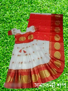 রাজকুমারীর জন্য কাতান শাড়ি (Off white) - Image 14