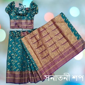 রাজকুমারীর জন্য কাতান শাড়ি (Off white) - Image 8