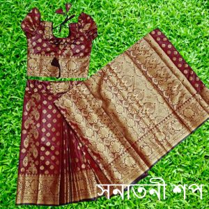 রাজকুমারীর জন্য কাতান শাড়ি (Off white) - Image 5