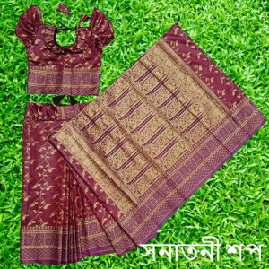 রাজকুমারীর জন্য কাতান শাড়ি (Off white) - Image 7